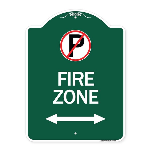 Signmission No Parking and Arrow Pointing Left and Right, Green & White Aluminum Sign, 18" x 24", GW-1824-24656 A-DES-GW-1824-24656 - main